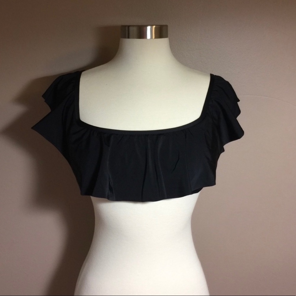 Victoria's Secret Black Ruffled/Flounce Bikini Top